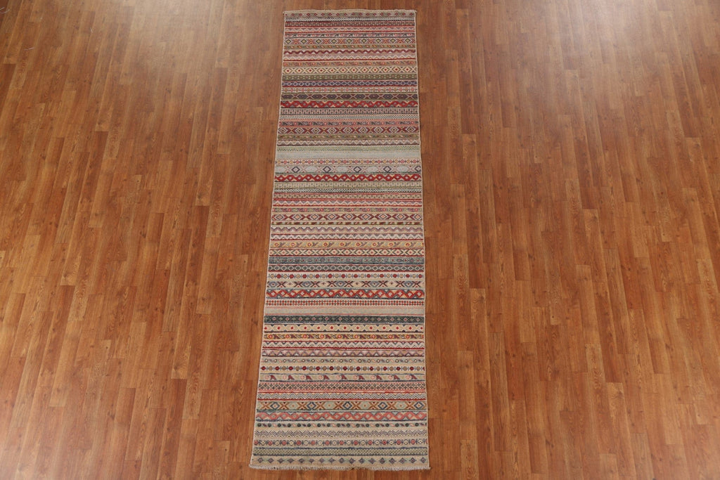 Striped Gabbeh Kashkoli Oriental Runner Rug 3x10