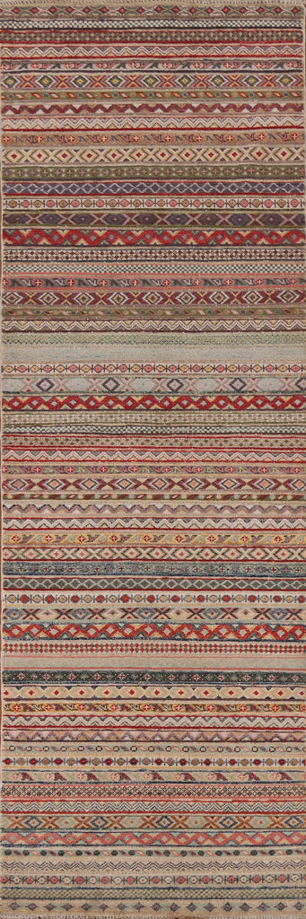 Striped Gabbeh Kashkoli Oriental Runner Rug 3x10