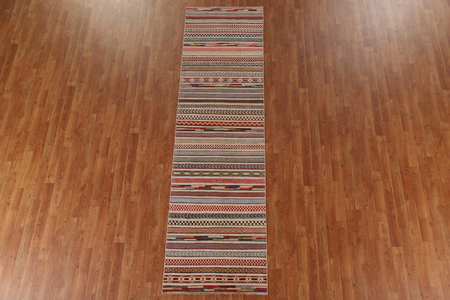 Striped Gabbeh Kashkoli Wool Runner Rug 3x9