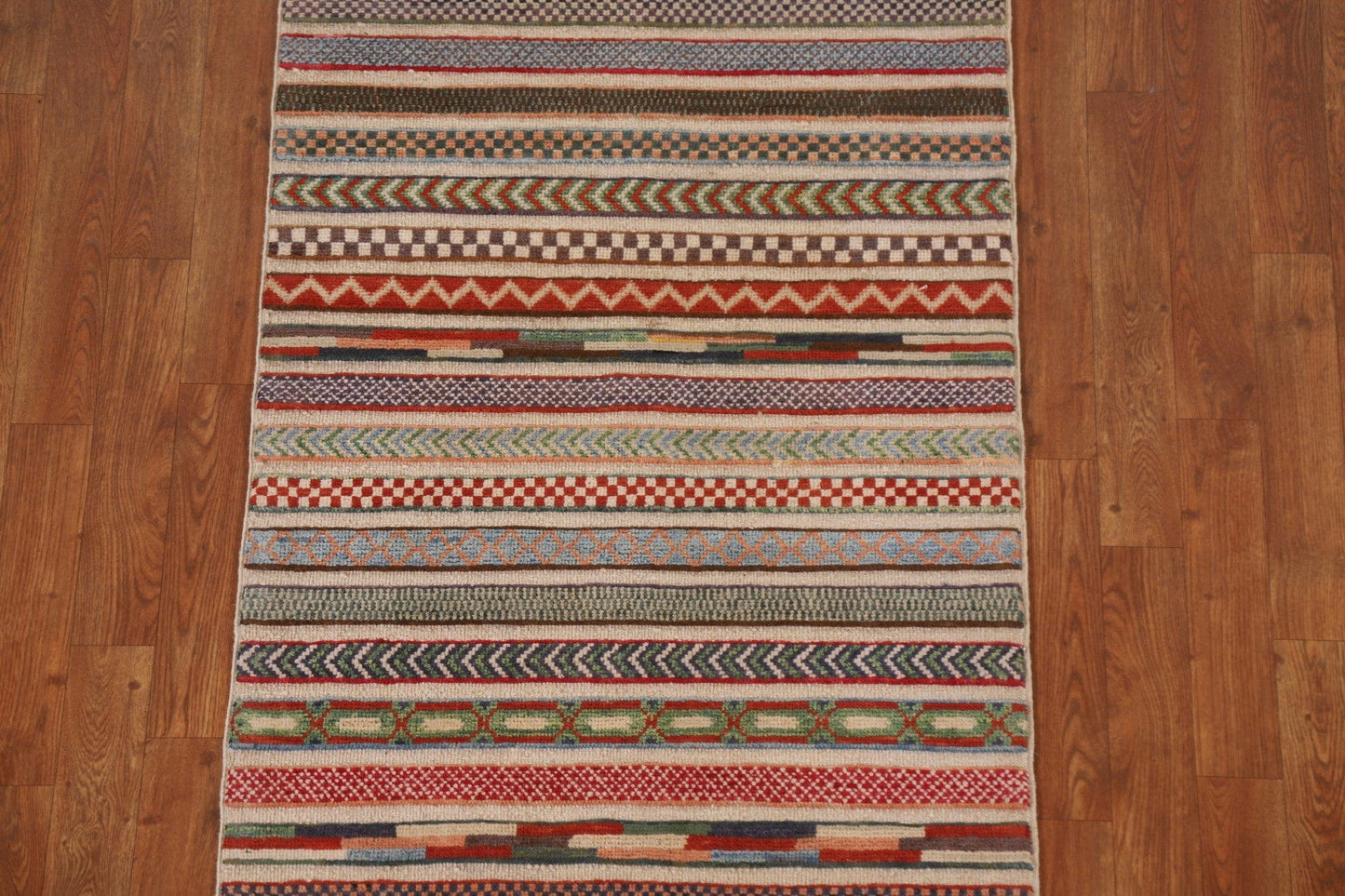 Striped Gabbeh Kashkoli Wool Runner Rug 3x9