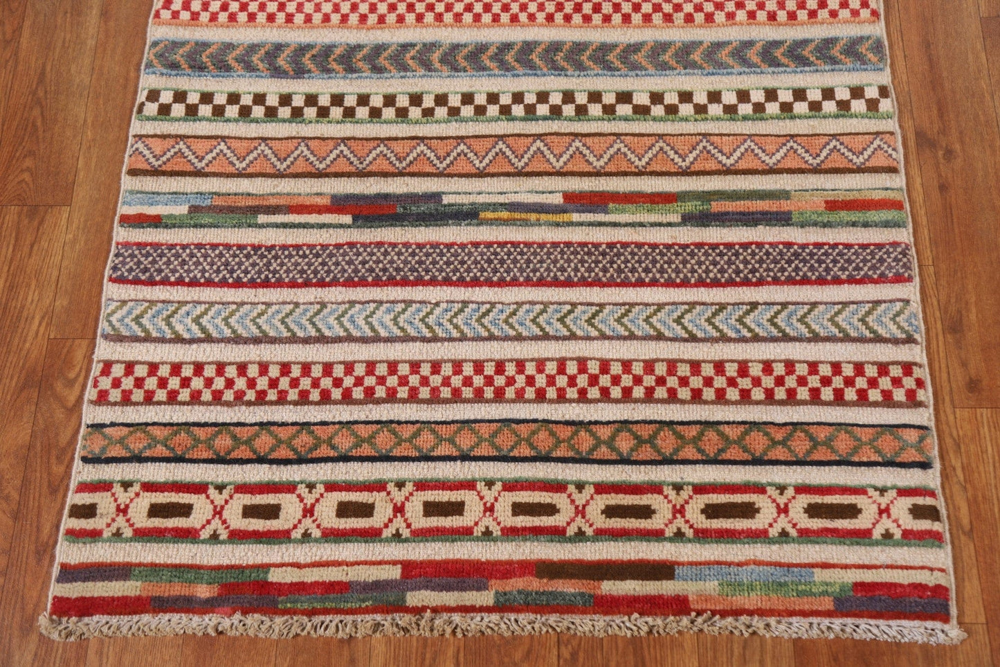 Striped Gabbeh Kashkoli Wool Runner Rug 3x9