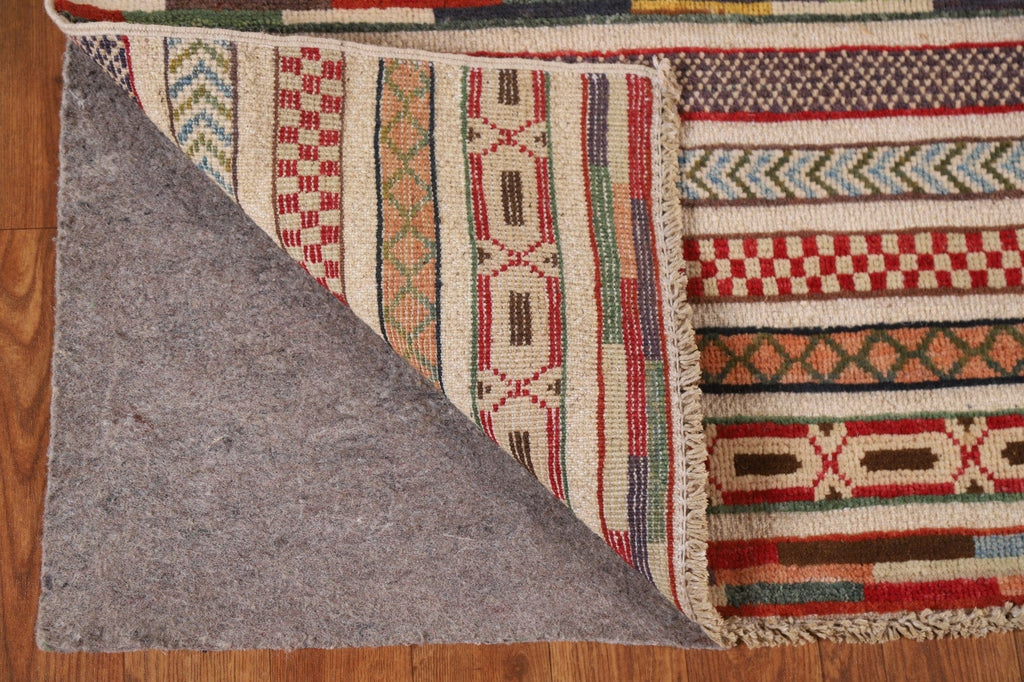 Striped Gabbeh Kashkoli Wool Runner Rug 3x9