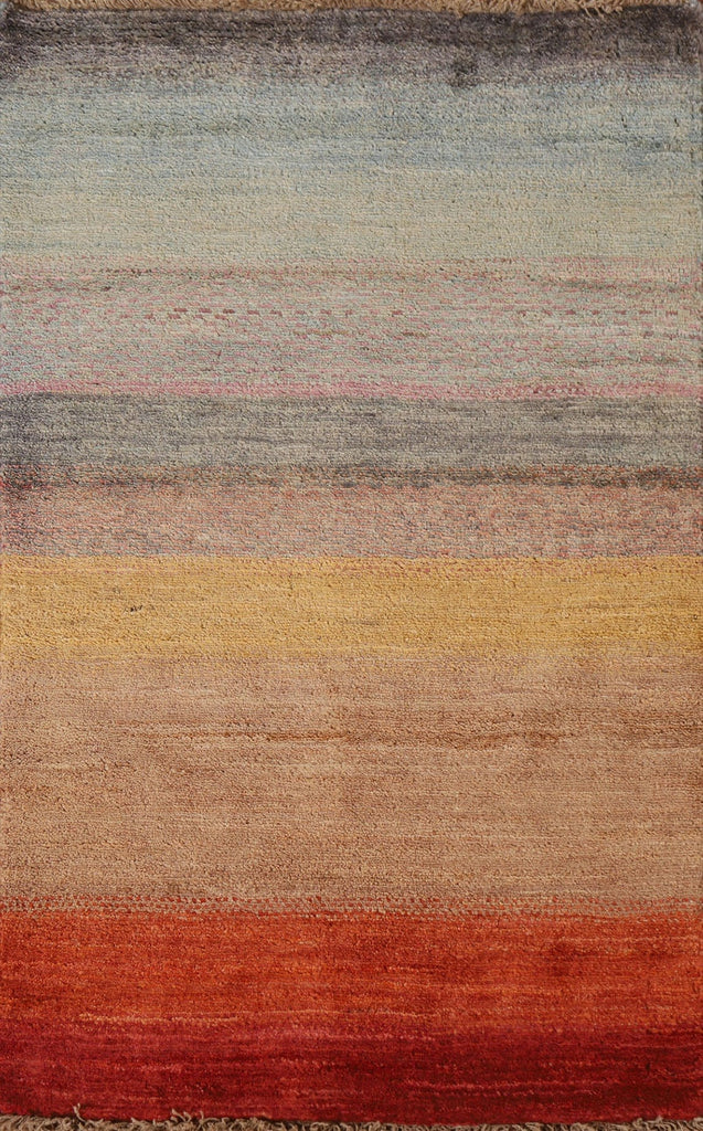 Modern Gabbeh Kashkoli Wool Area Rug 2x4