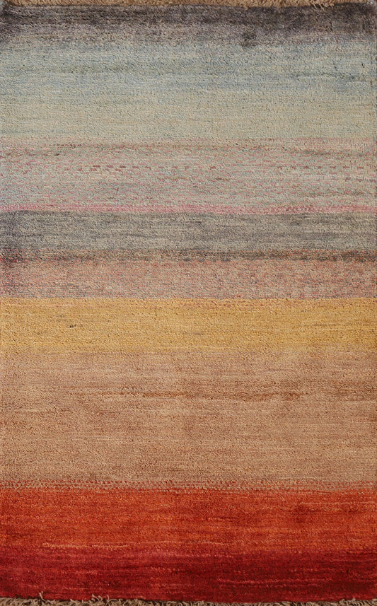 Modern Gabbeh Kashkoli Wool Area Rug 2x4