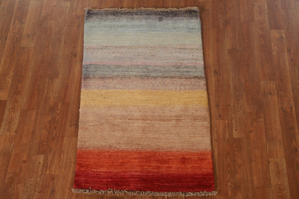 Modern Gabbeh Kashkoli Wool Area Rug 2x4