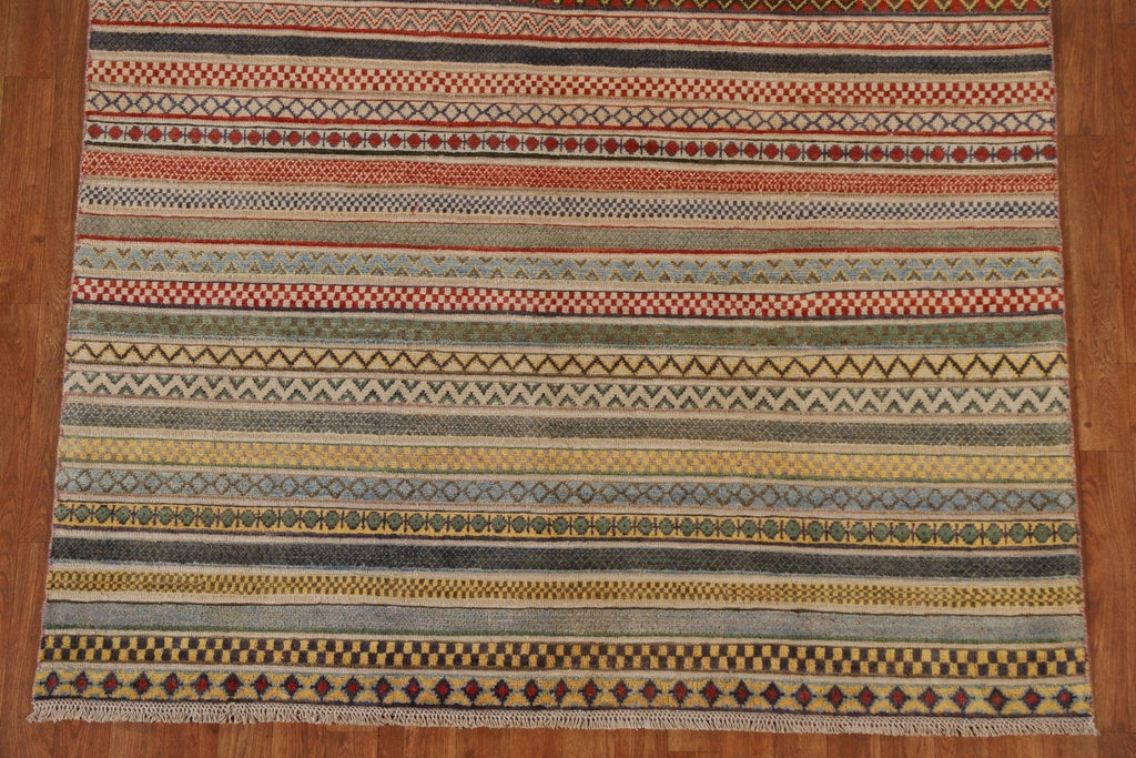 Striped Gabbeh Kashkoli Oriental Area Rug 5x8