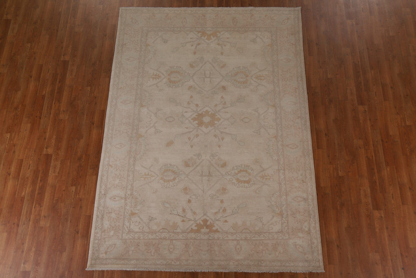 Hand-Knotted Wool Oushak Turkish Area Rug 6x9