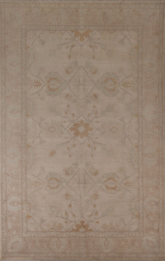 Hand-Knotted Wool Oushak Turkish Area Rug 6x9