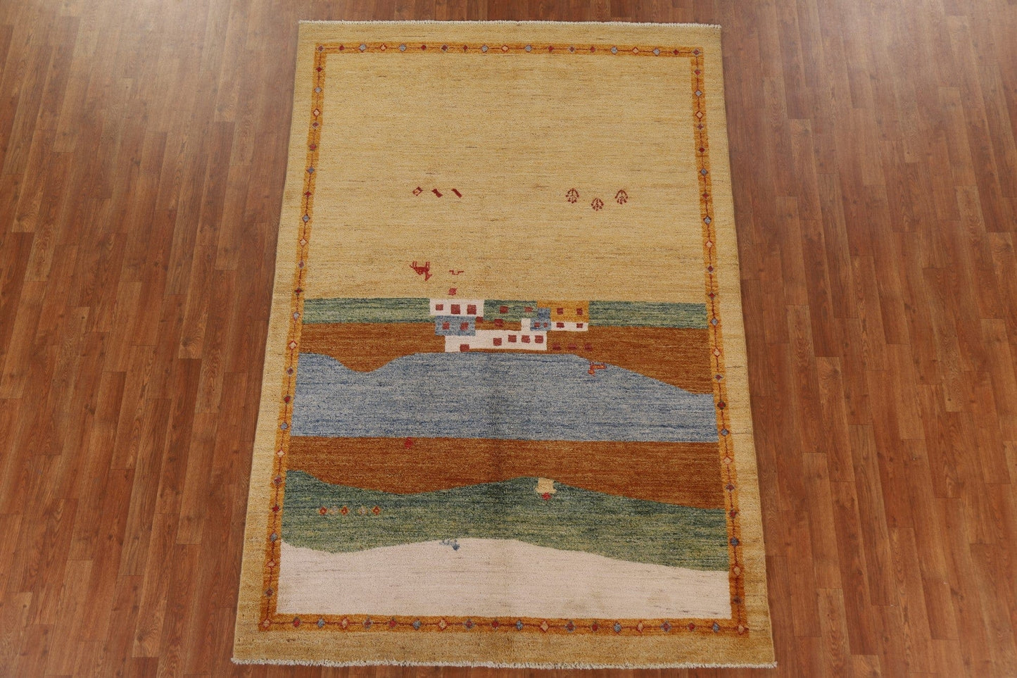 Pictorial Gabbeh Kashkoli Oriental Area Rug 5x8