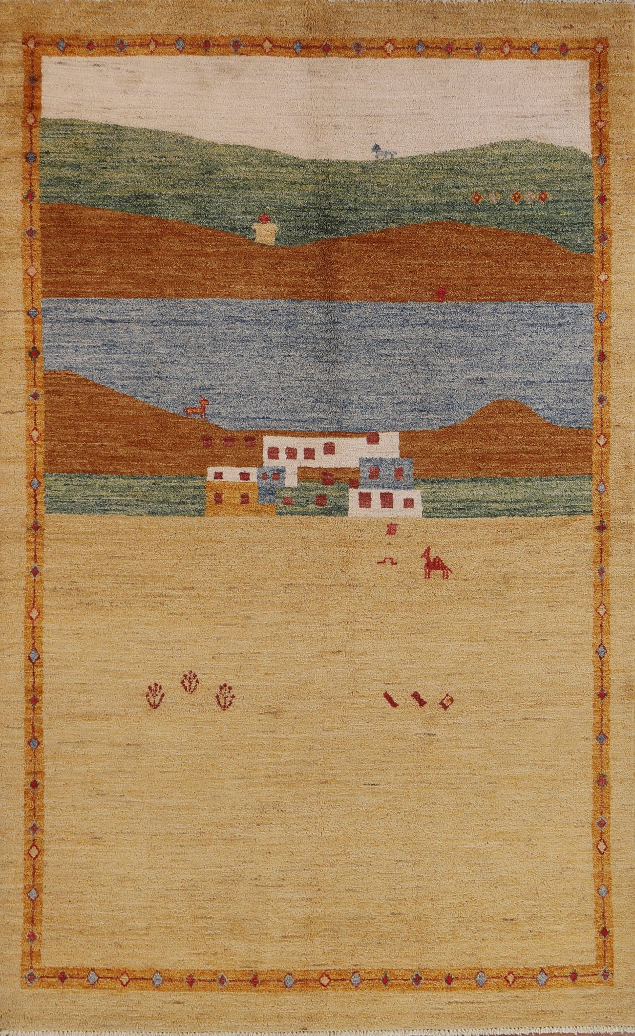 Pictorial Gabbeh Kashkoli Oriental Area Rug 5x8