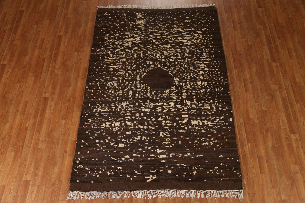 Dark Brown Moroccan Oriental Area Rug 6x9