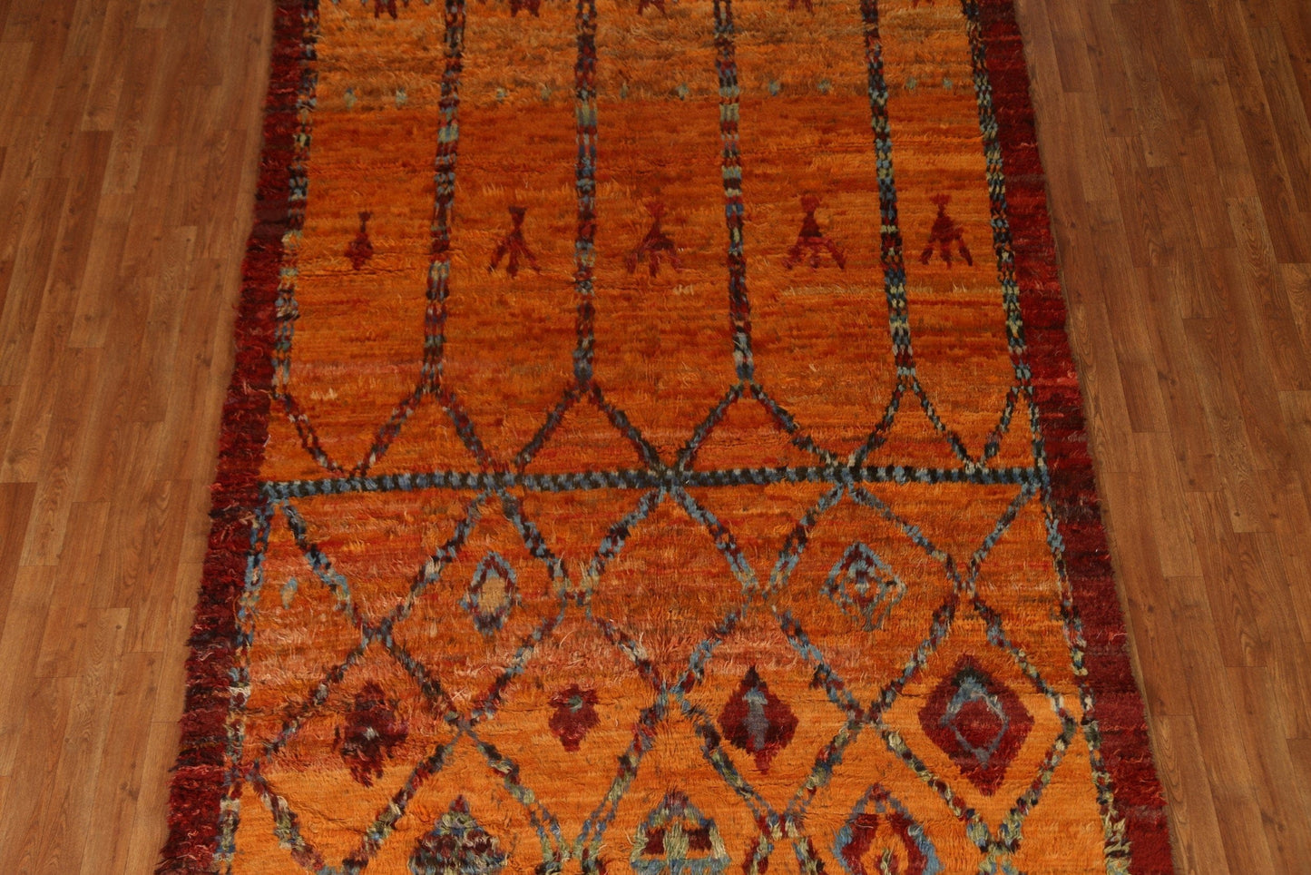 Orange Moroccan Berber Wool Area Rug 6x10