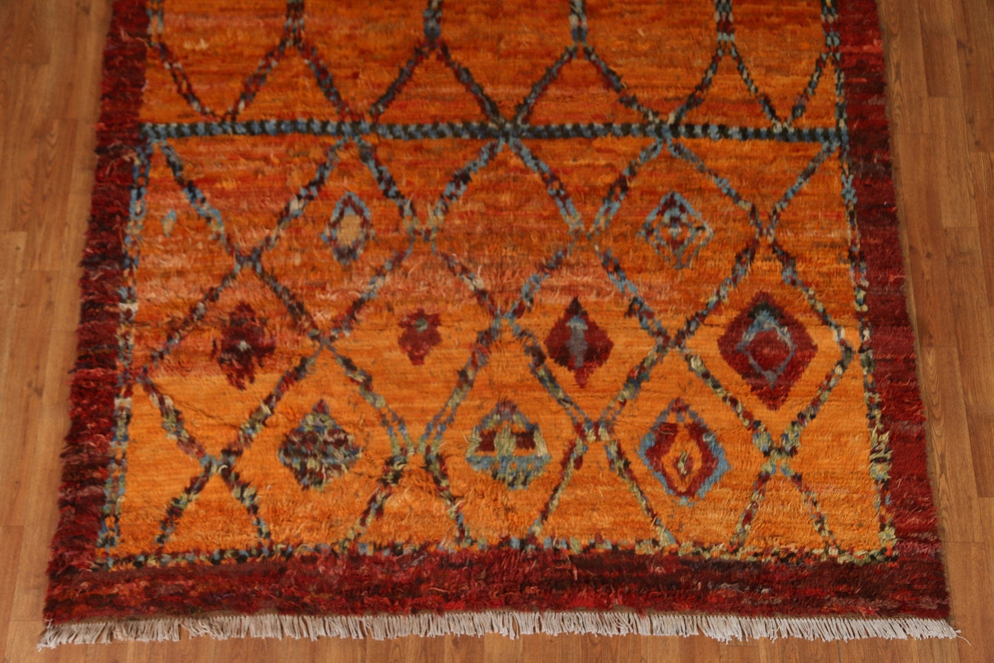 Orange Moroccan Berber Wool Area Rug 6x10