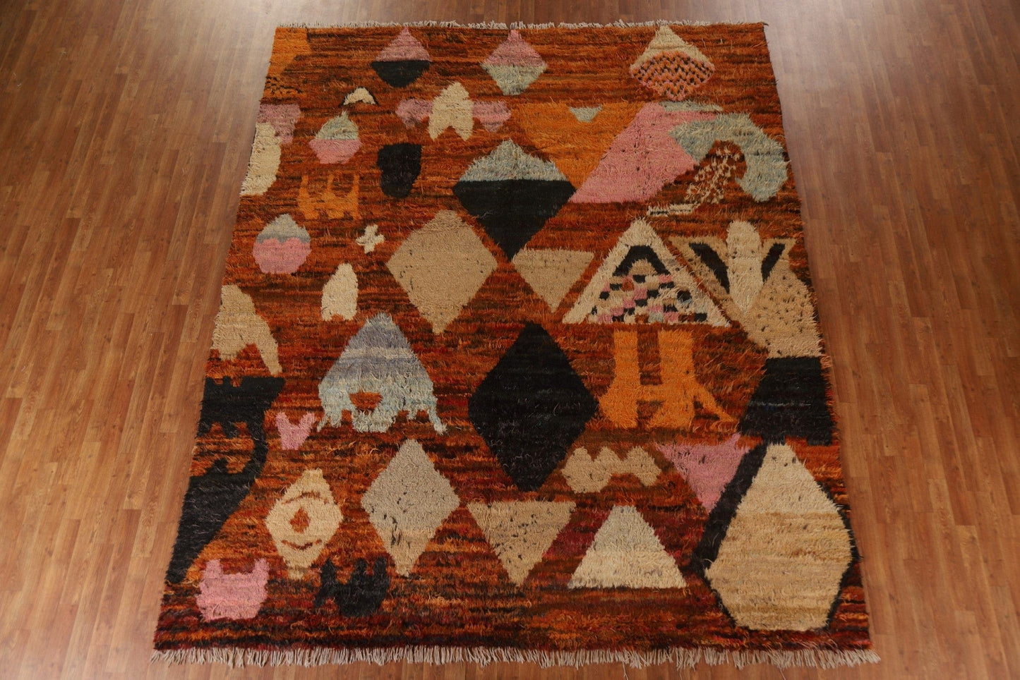 Geometric Moroccan Berber Wool Area Rug 9x11