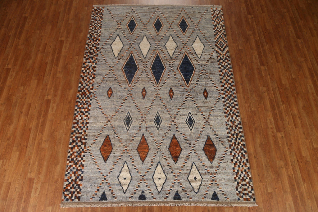 Gray Trellis Moroccan Area Rug 7x10