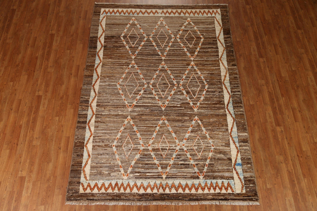 Geometric Moroccan Wool Area Rug 7x9