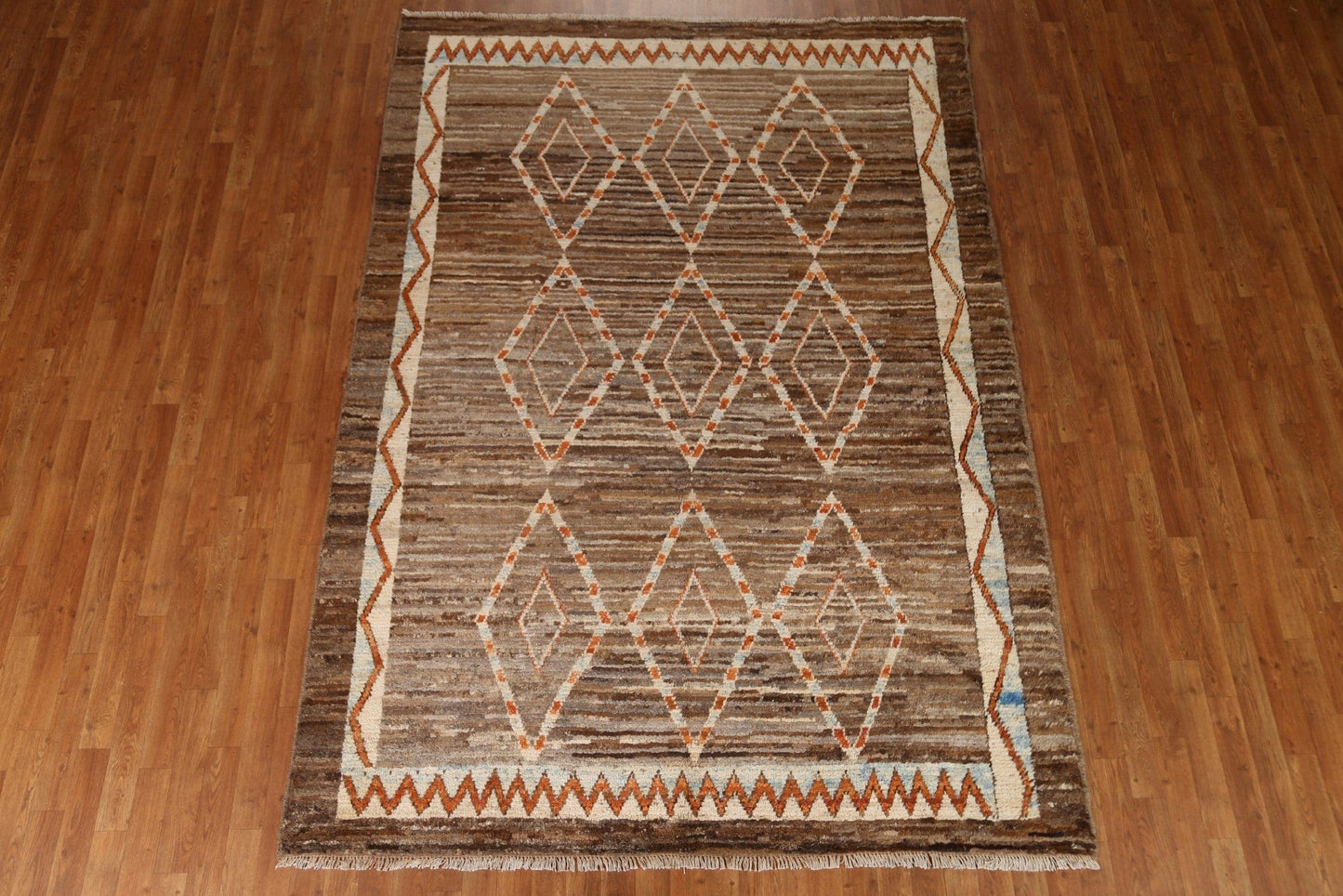 Geometric Moroccan Wool Area Rug 7x9