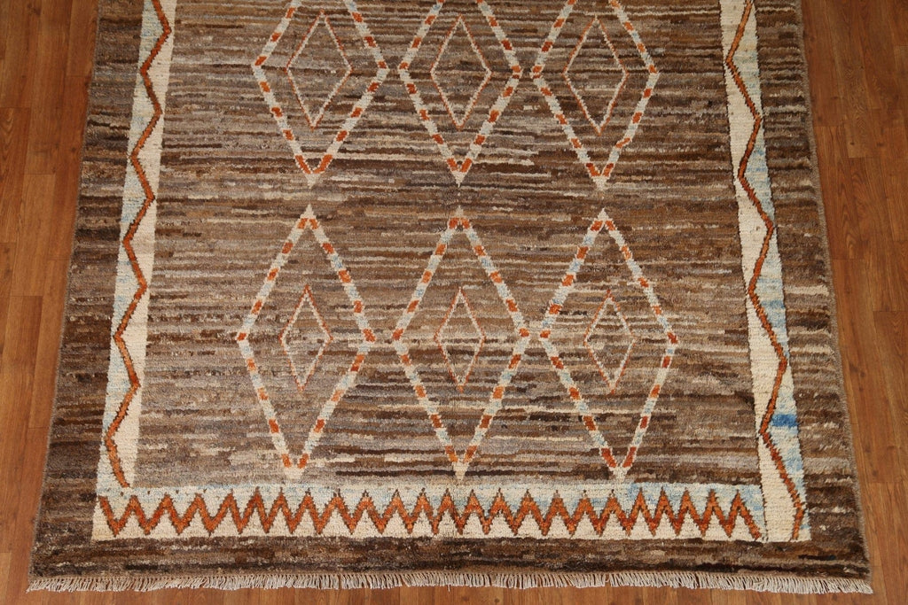 Geometric Moroccan Wool Area Rug 7x9