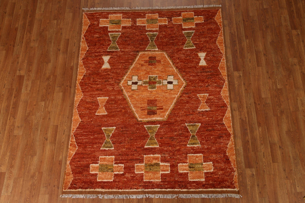 Geometric Moroccan Wool Area Rug 5x7