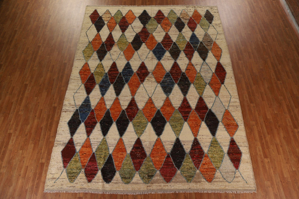 Trellis Wool Moroccan Large Area Rug 10x14