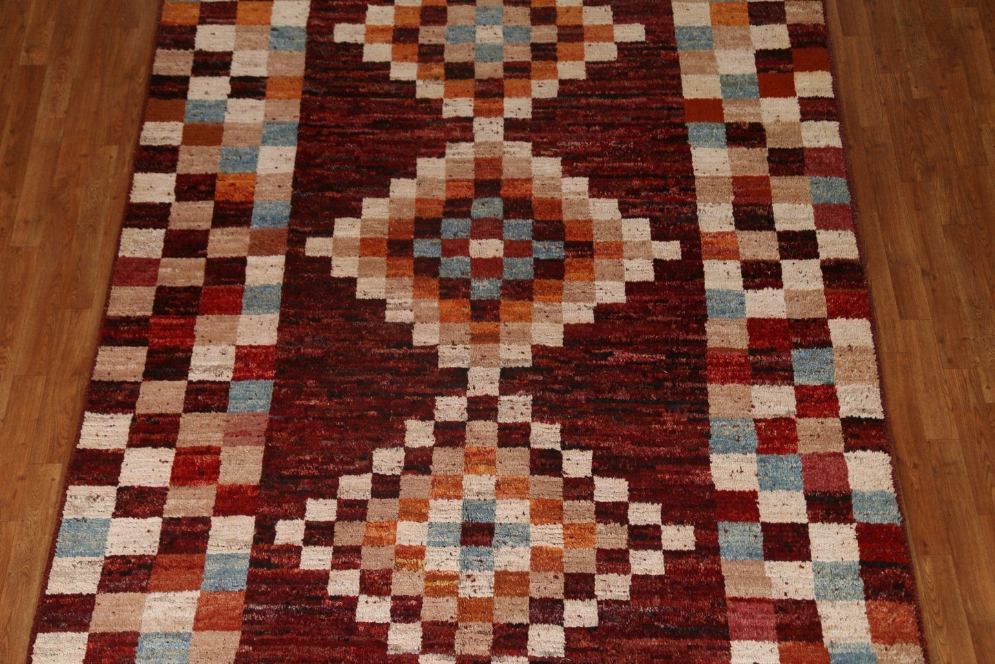 Checkered Moroccan Wool Area Rug 7x10