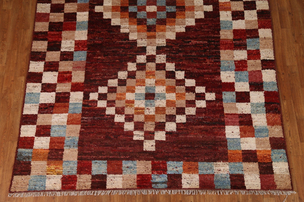 Checkered Moroccan Wool Area Rug 7x10