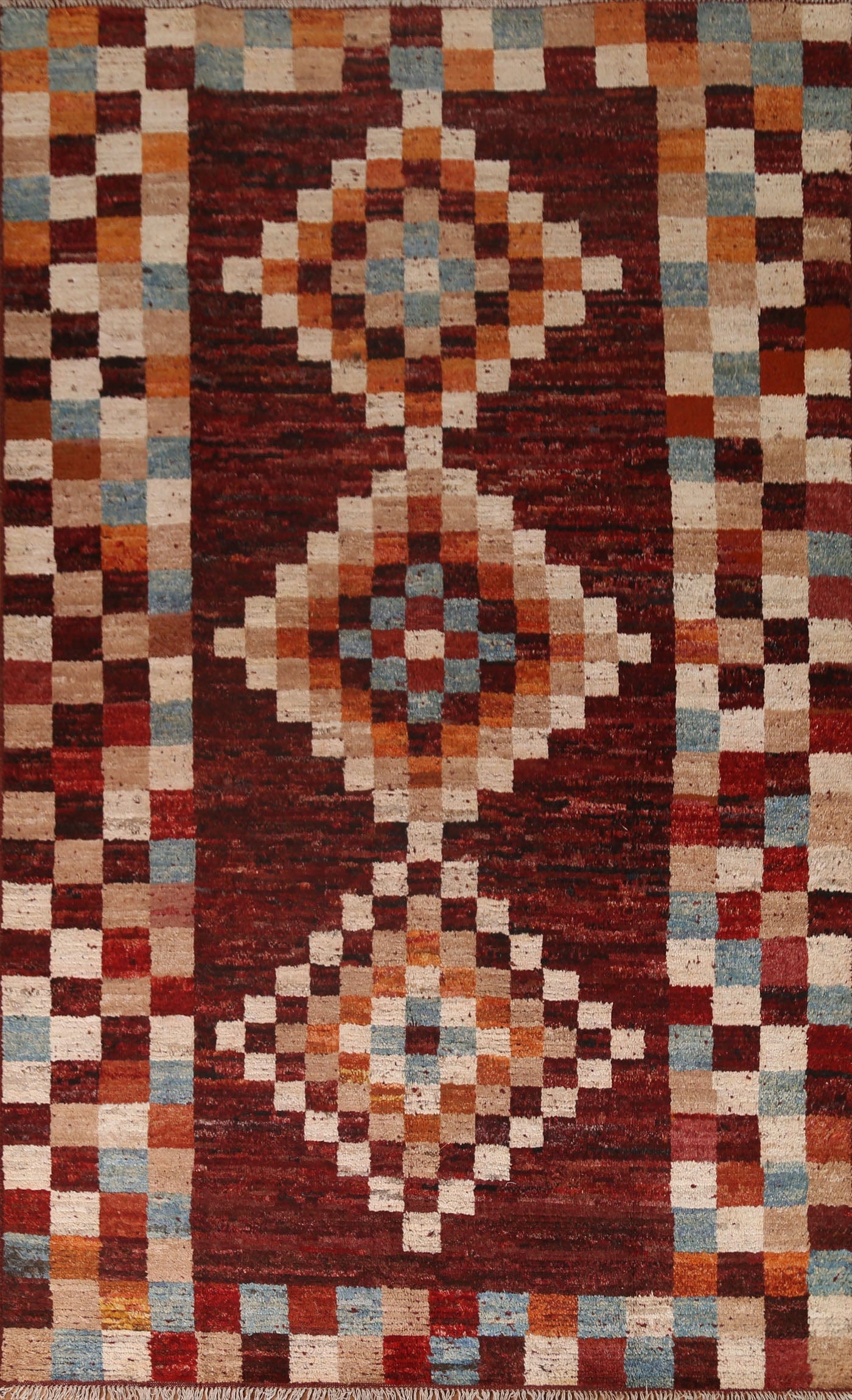 Checkered Moroccan Wool Area Rug 7x10