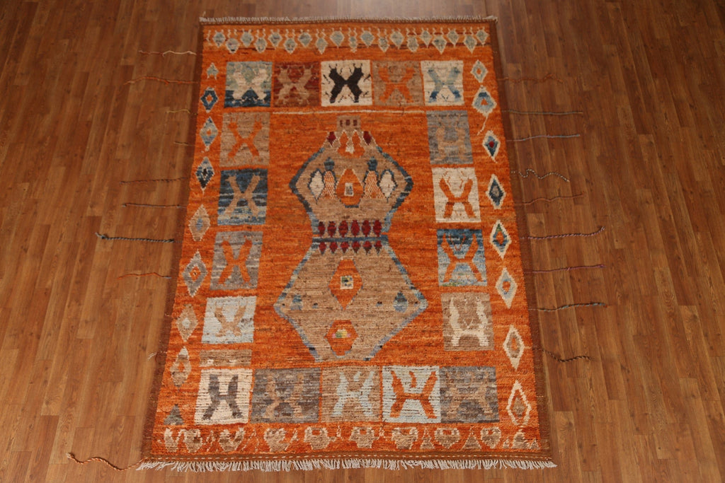 Orange Moroccan Oriental Area Rug 6x8