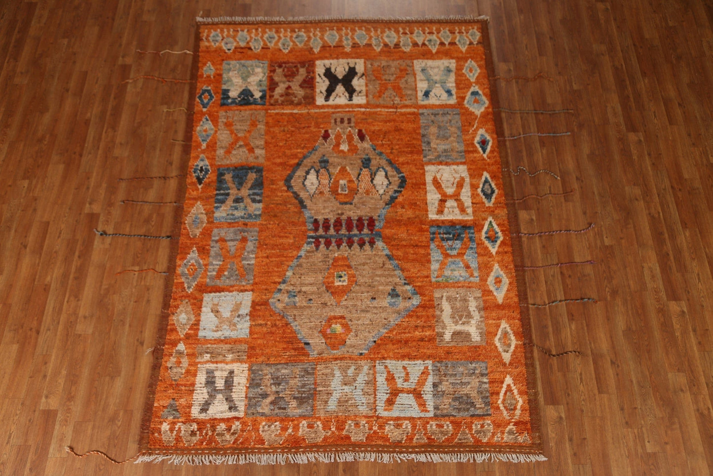 Orange Moroccan Oriental Area Rug 6x8