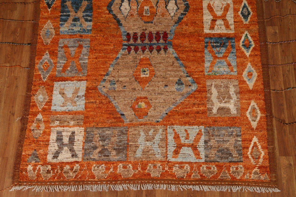 Orange Moroccan Oriental Area Rug 6x8