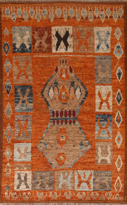 Orange Moroccan Oriental Area Rug 6x8