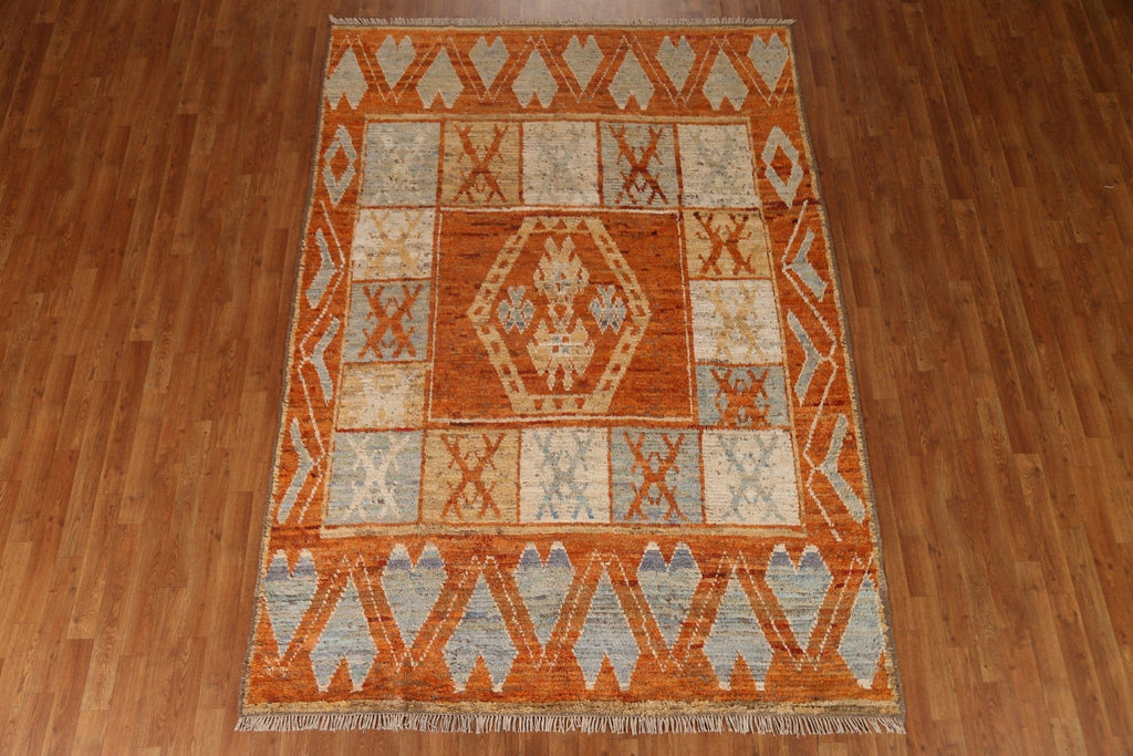 Orange Moroccan Wool Area Rug 6x9