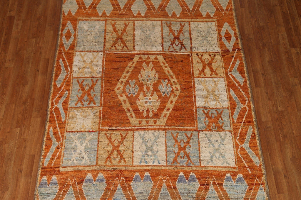 Orange Moroccan Wool Area Rug 6x9