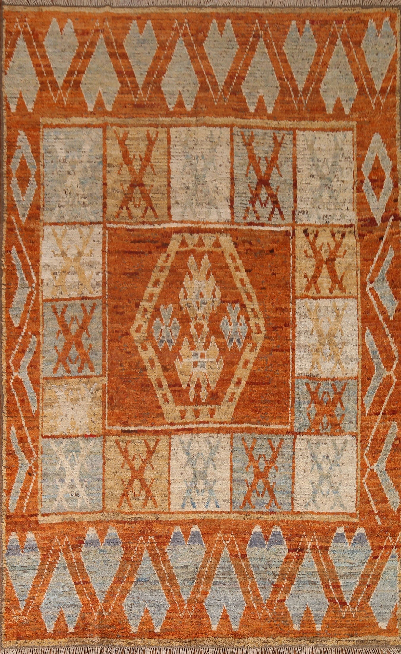 Orange Moroccan Wool Area Rug 6x9