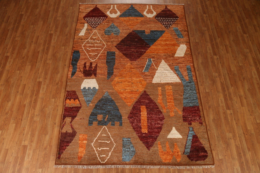 Orange/ Brown Moroccan Wool Area Rug 7x10