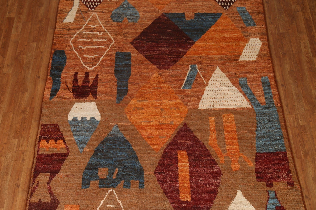 Orange/ Brown Moroccan Wool Area Rug 7x10