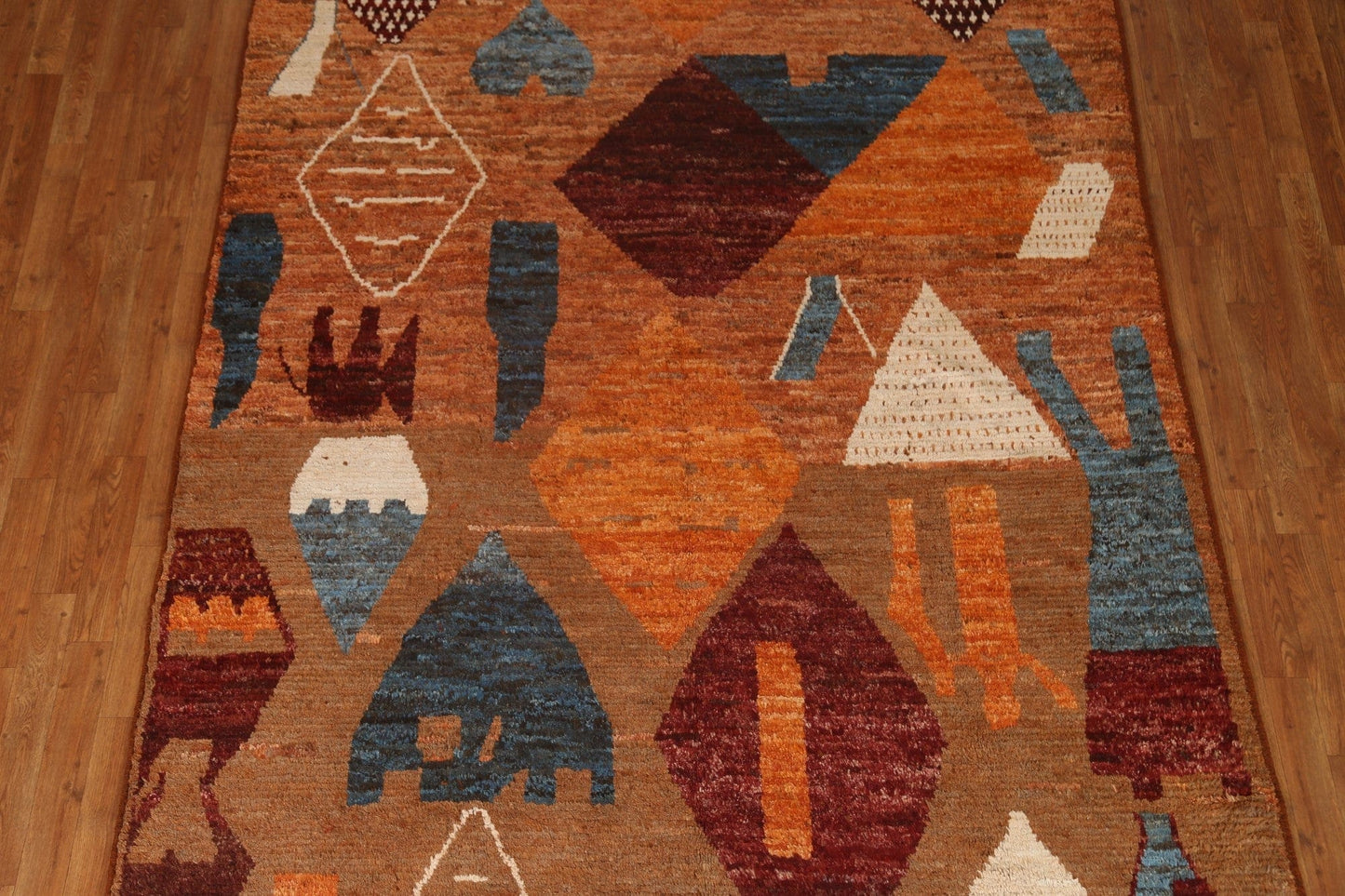 Orange/ Brown Moroccan Wool Area Rug 7x10