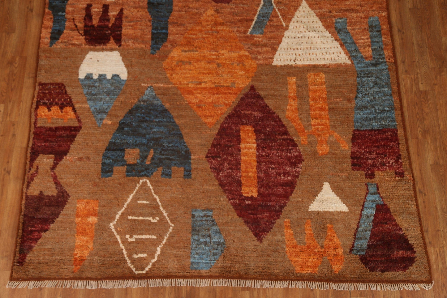 Orange/ Brown Moroccan Wool Area Rug 7x10