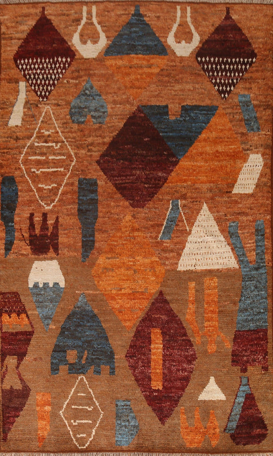 Orange/ Brown Moroccan Wool Area Rug 7x10