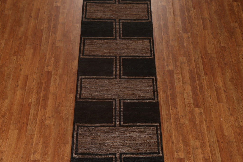 Modern Gabbeh Kashkoli Runner Rug 3x13