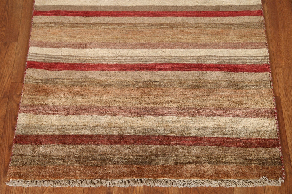 Striped Gabbeh Kashkoli Oriental Runner Rug 3x9