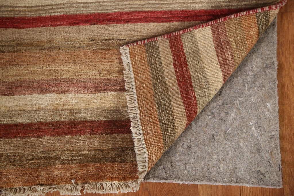 Striped Gabbeh Kashkoli Oriental Runner Rug 3x9