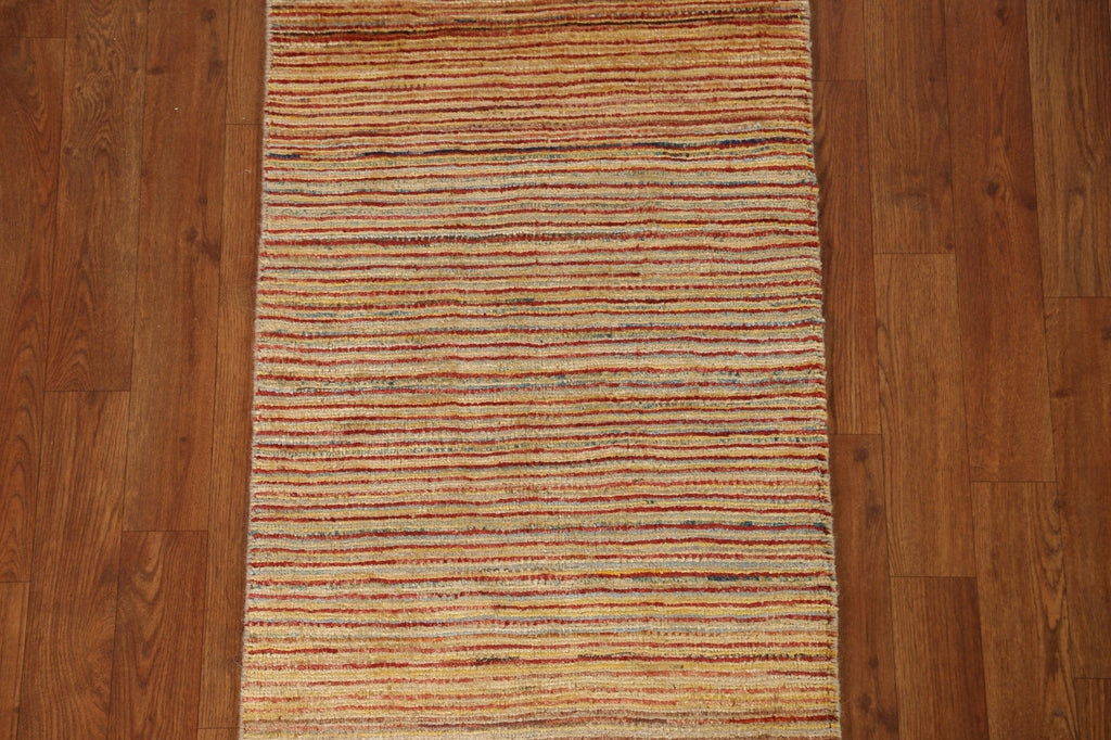 Striped Gabbeh Kashkoli Wool Runner Rug 2x6