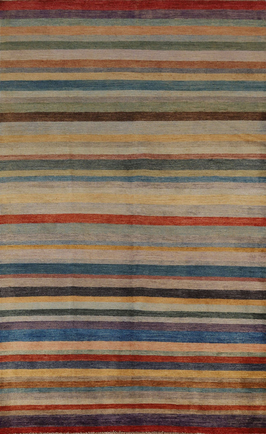 Striped Gabbeh Kashkoli Modern Area Rug 6x9