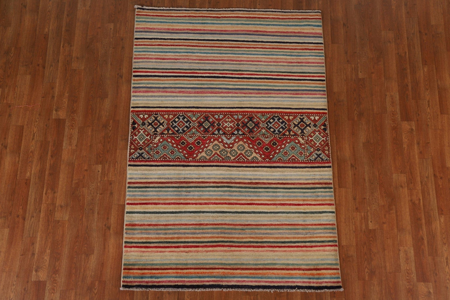 Striped Gabbeh Kashkoli Oriental Area Rug 4x6