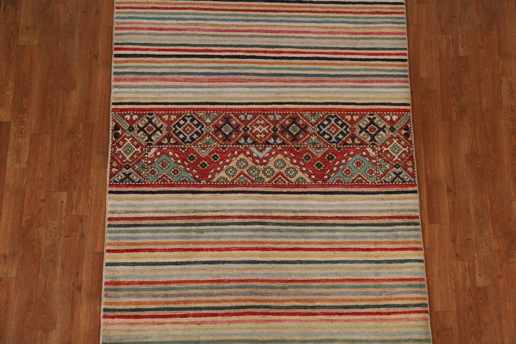 Striped Gabbeh Kashkoli Oriental Area Rug 4x6