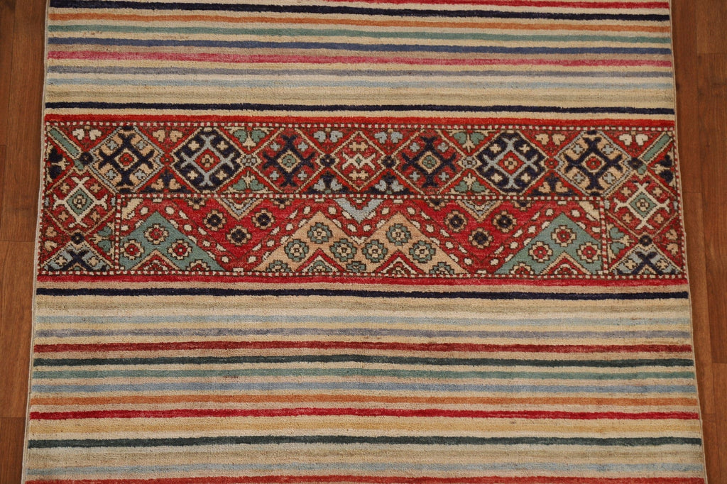 Striped Gabbeh Kashkoli Oriental Area Rug 4x6