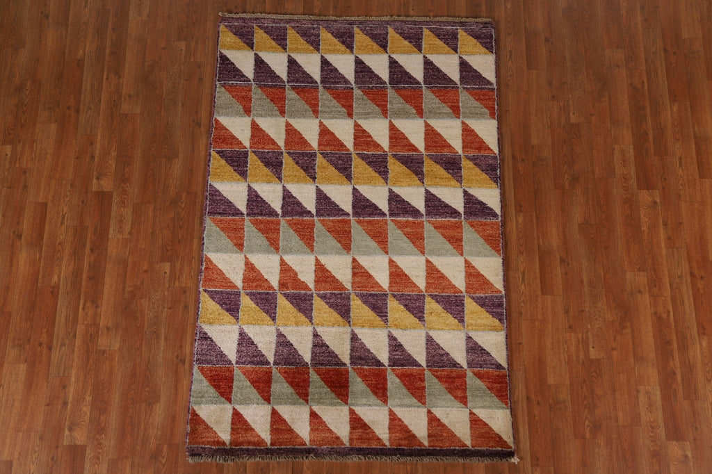 Geometric Gabbeh Kashkoli Modern Area Rug 4x6