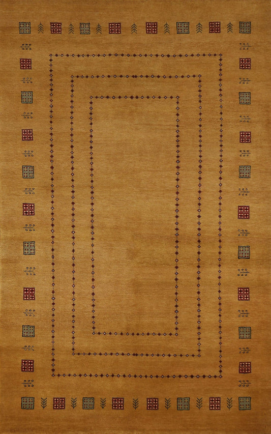 Hand-Knotted Wool Gabbeh Kashkoli Area Rug 5x8