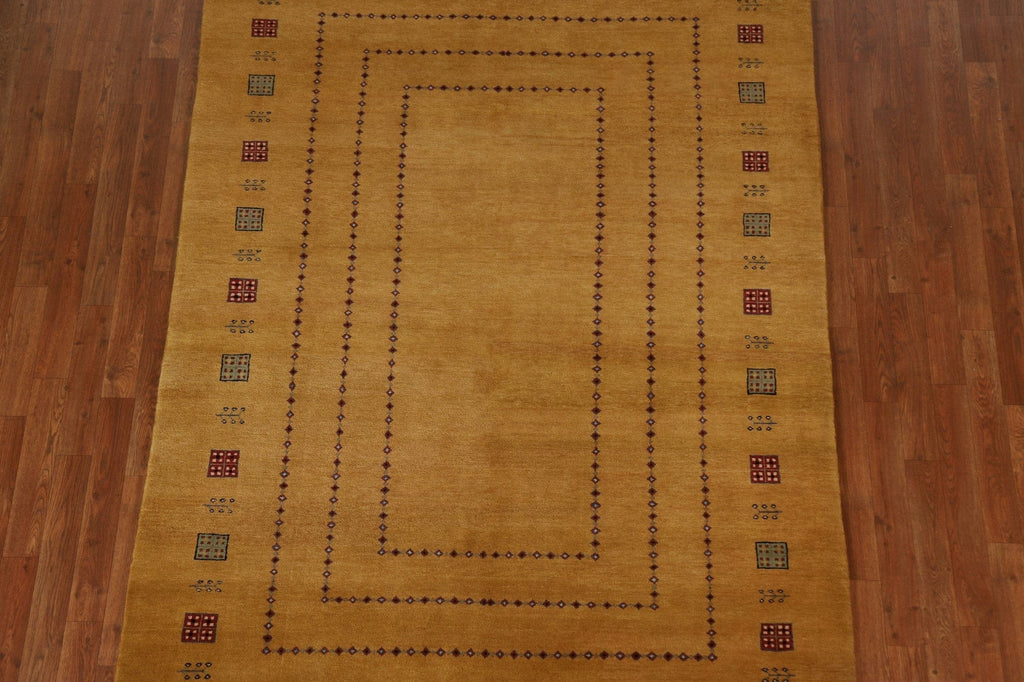 Hand-Knotted Wool Gabbeh Kashkoli Area Rug 5x8